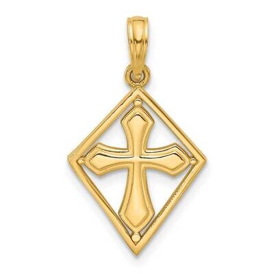 Fancy Cross In Diamond-Shape Charm 14k Gold D5553 by Men&#39;s Jewelry and Accessories, MPN: D5553,