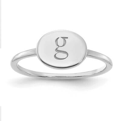 Initial Oval Signet Ring 10k White Gold 10XNR122W, MPN: 10XNR122W,
