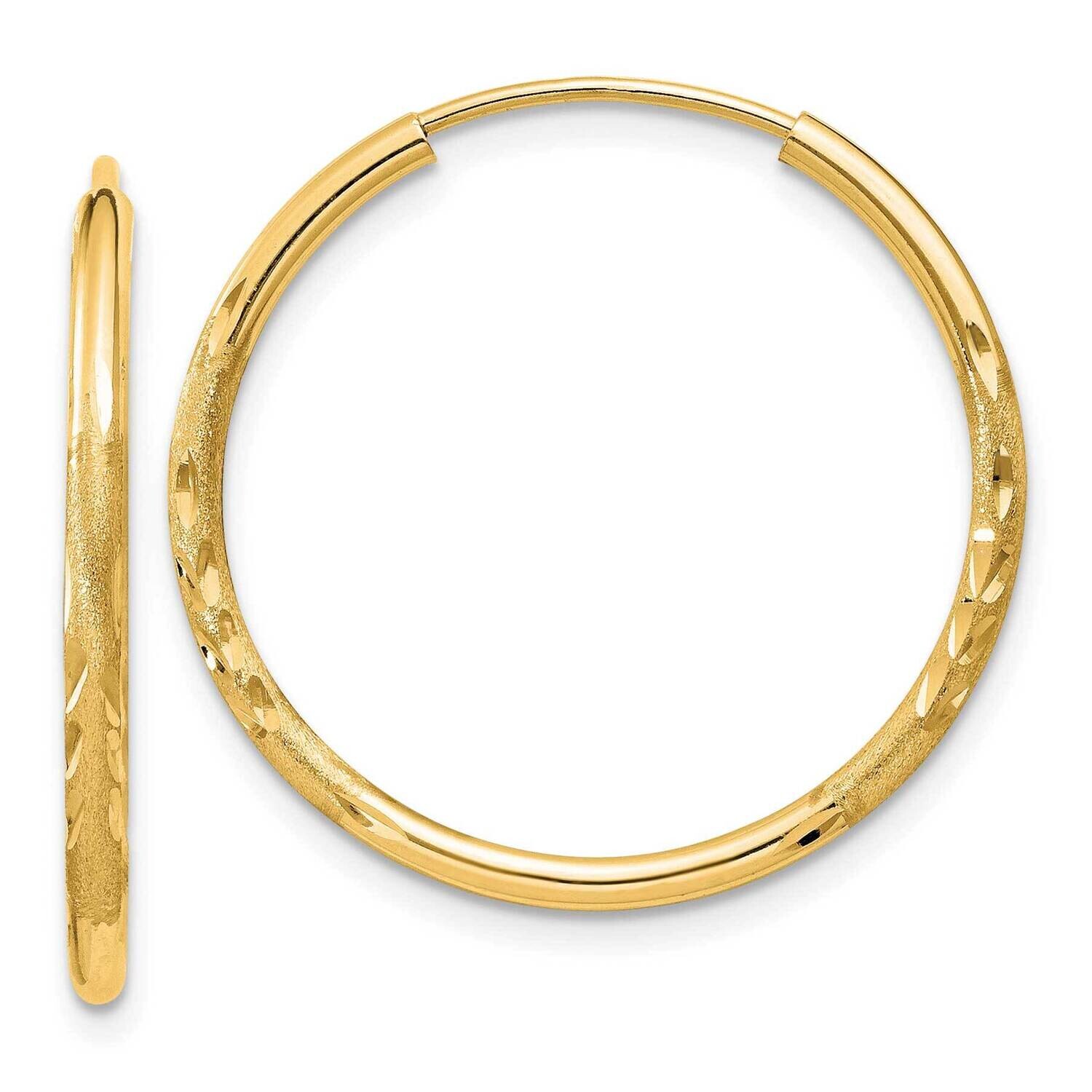 1.5mm Satin Diamond-Cut Endless Hoop Earrings 10k Gold 10XY1171, MPN: 10XY1171,