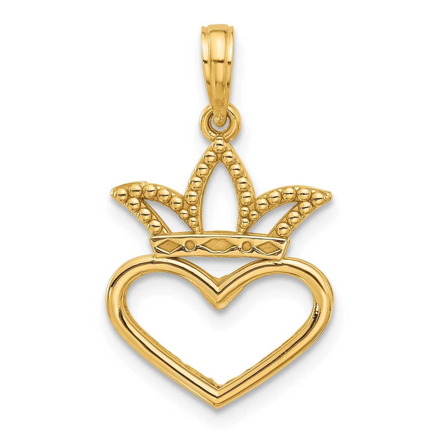 Heart Crown Charm 14k Polished Gold D5586