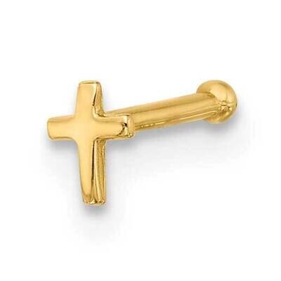 20 Gauge Polished Cross Nose Stud 14k Gold BD232, MPN: BD232,