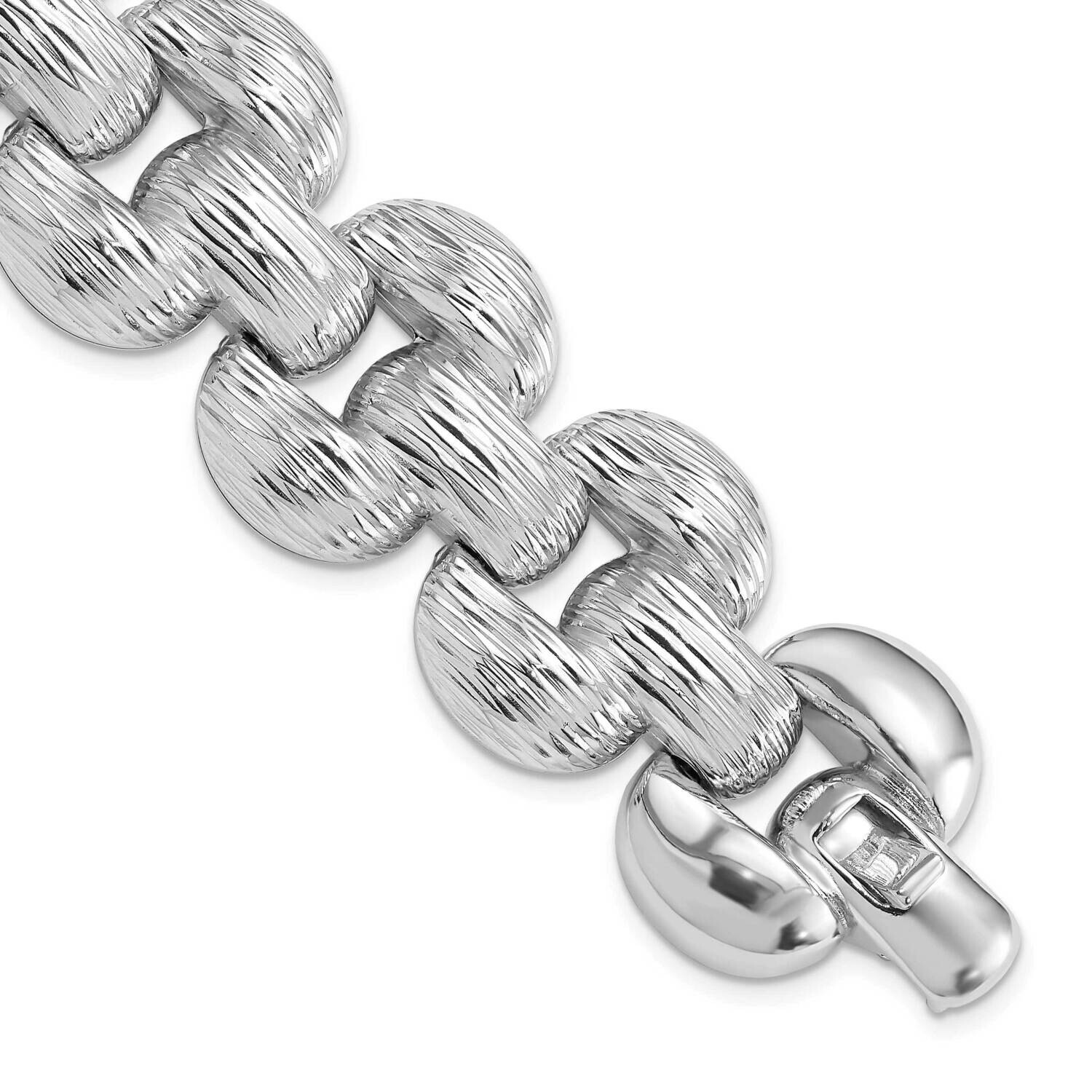 Bronze Diego Massimo Textured Rhodium-Plated Stampato Bracelet 7.5 Inch DMB136-7.5, MPN: DMB136-7.5…