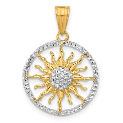 Diamond-Cut Sun Pendant 14k Gold White Rhodium  C4890 by Men&#39;s Jewelry and Accessories, MPN: C4890,