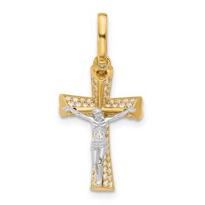 Polished CZ Crucifix Heart Ends Pendant 14k Two-Tone Gold C4960 by Men&#39;s Jewelry and Accessories, M…