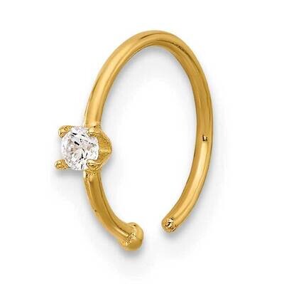 20 Gauge Polished CZ Nose Ring 14k Gold BD251, MPN: BD251,