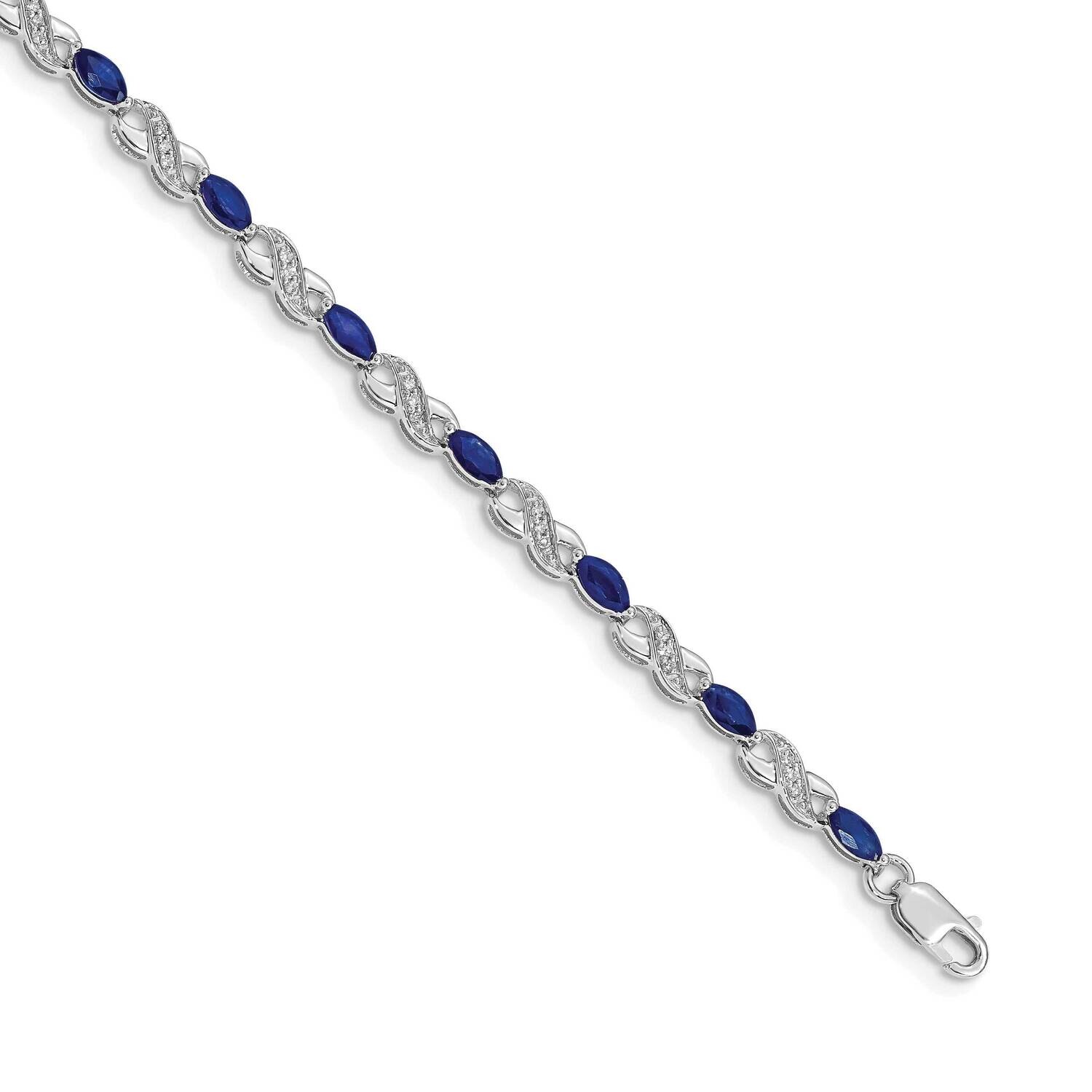 Diamond Sapphire Infinity Bracelet 7 Inch 10k White Gold BM4485-SA-015-1WA