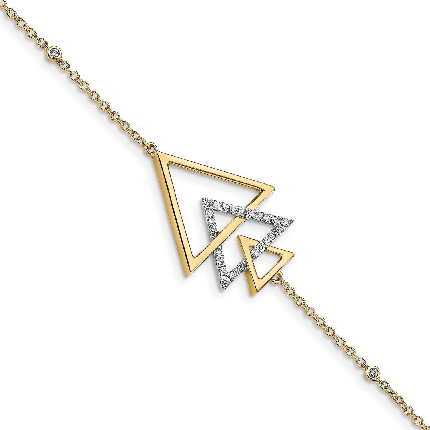 Triple Stacked Triangle Diamond 7 Inch Bracelet 14k Polished Gold BM6834-016-YA, MPN: BM6834-016-YA…
