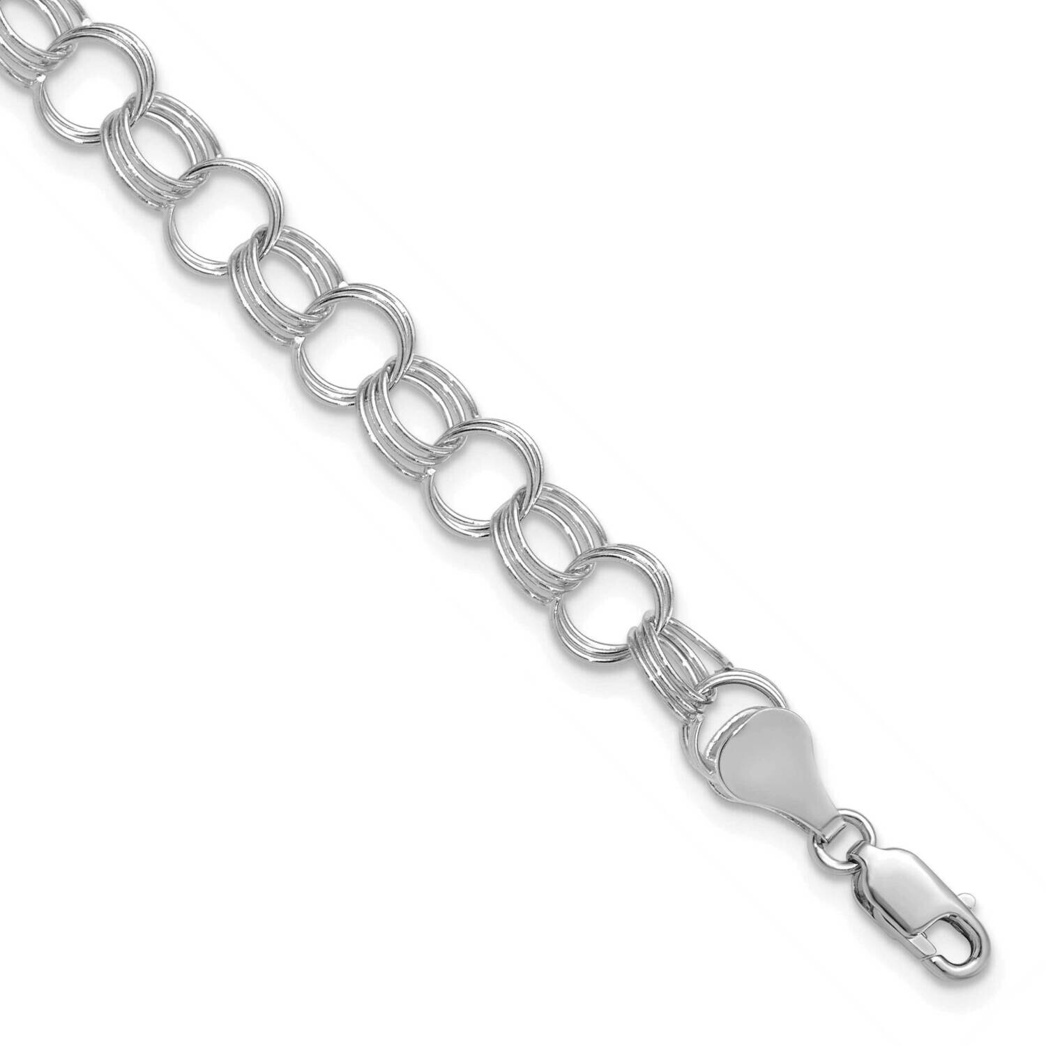Solid Triple Link Charm Bracelet 8 Inch 14k White Gold DO531W-8