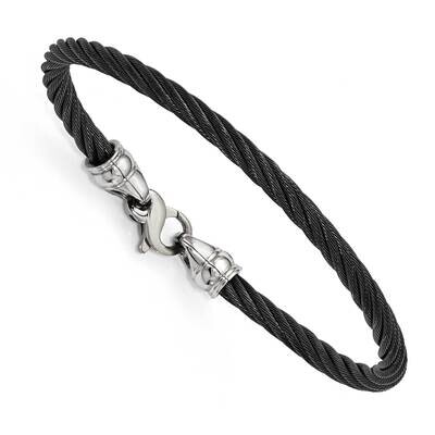 Edward Mirell Cable Steel End Caps Bracelet 8 Inch Titanium EMB178-8 by Edward Mirell, MPN: EMB178-…