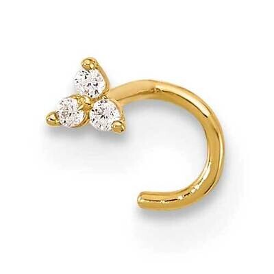 23 Gauge Polished CZ Triangle Nose Stud 14k Gold BD229, MPN: BD229,