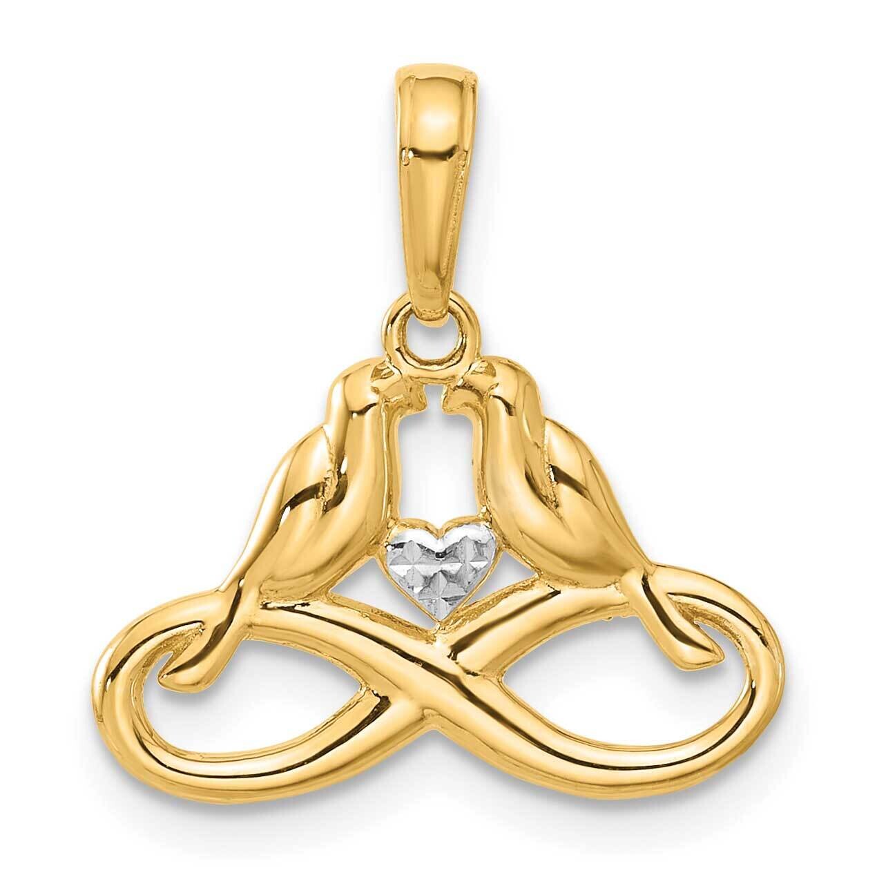Diamond-Cut Infinity Love Birds Pendant 14k Gold White Rhodium  C4851, MPN: C4851,