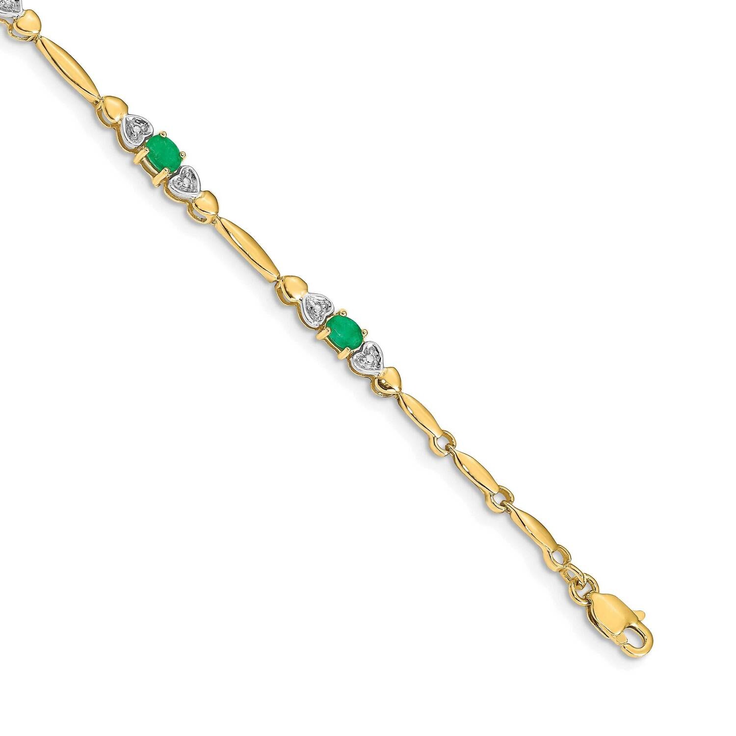 Diamond Emerald Bracelet 7 Inch 10k Gold BM4479-EM-001-1YA
