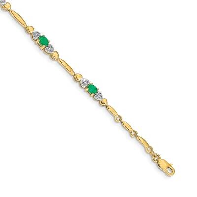 Diamond Emerald Bracelet 7 Inch 10k Gold BM4479-EM-001-1YA, MPN: BM4479-EM-001-1YA, 886774128849