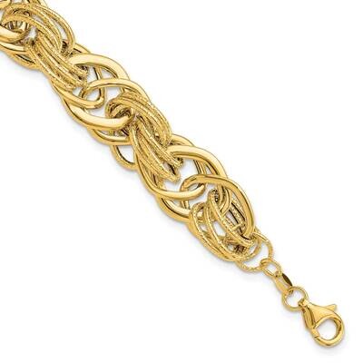 Textured Fancy Link Bracelet 7.5 Inch 14k Polished Gold FB2014-7.5, MPN: FB2014-7.5,