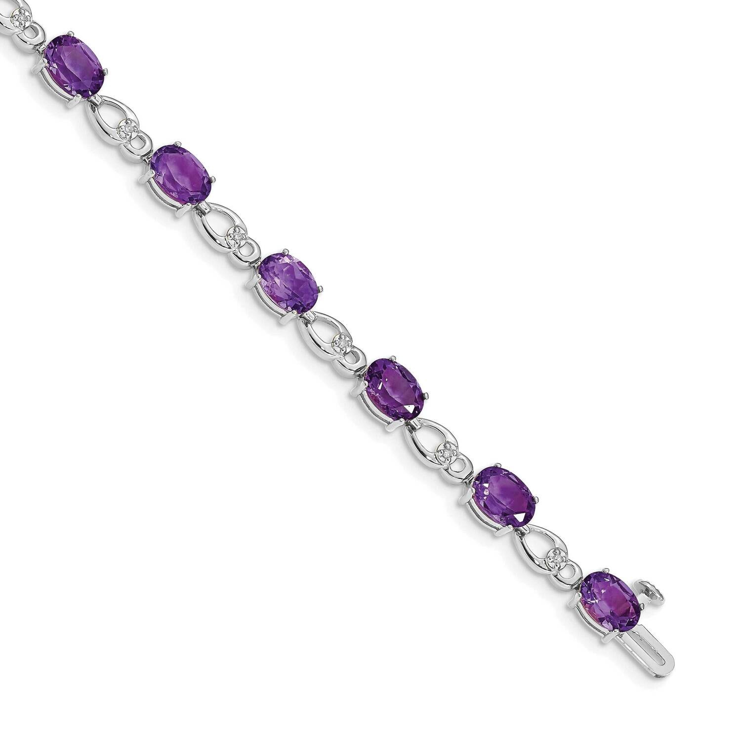 Amethyst Diamond Bracelet 7 Inch 14k White Gold BM4496-AM-005-WA, MPN: BM4496-AM-005-WA,