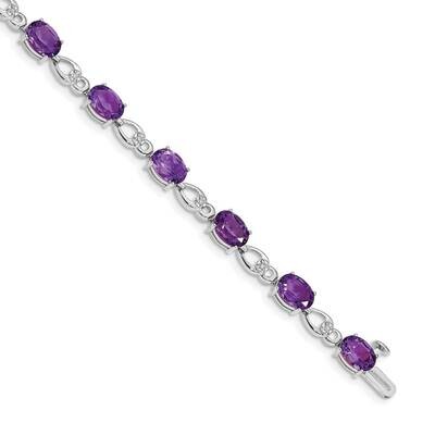 Amethyst Diamond Bracelet 7 Inch 14k White Gold BM4496-AM-005-WA, MPN: BM4496-AM-005-WA,