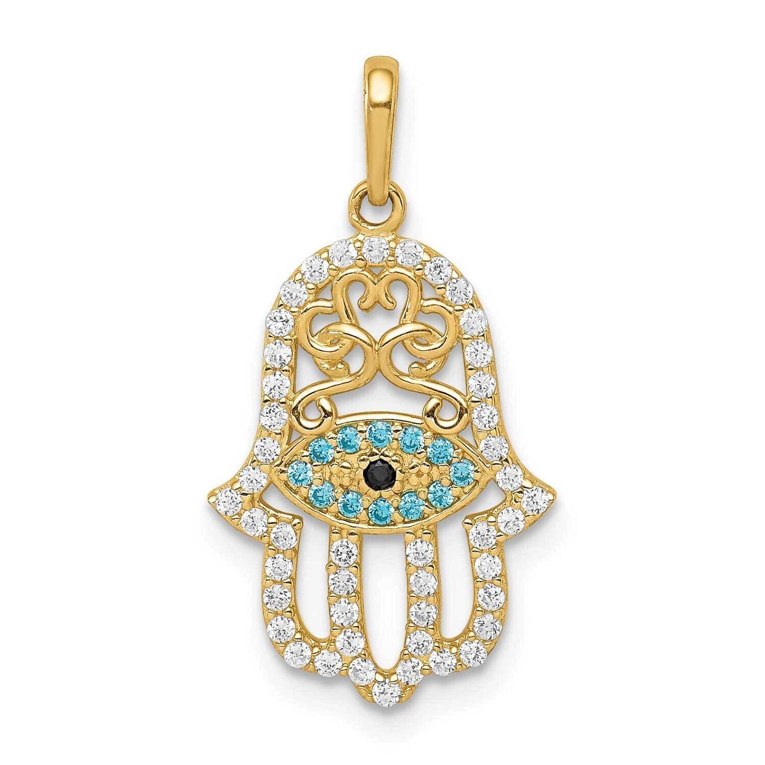 Multi-Colored CZ Hamsa Pendant 10k Gold 10YC1324 by Men&#39;s Jewelry and Accessories, MPN: 10YC1324,