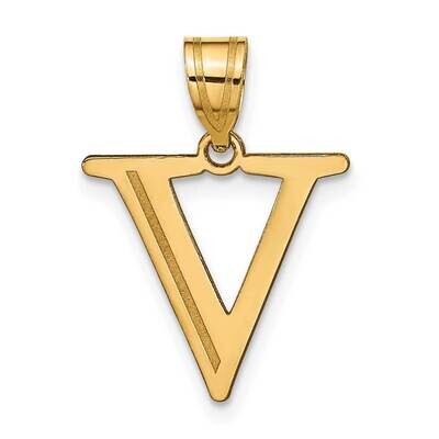 Etched Letter V Initial Pendant 10k Polished Gold 10YC1437V, MPN: 10YC1437V,