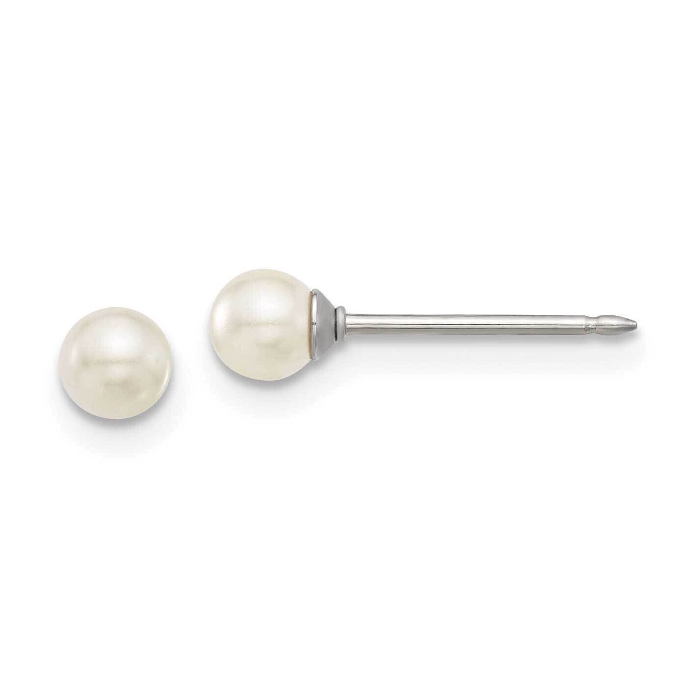 Inverness 4mm Glass Pearl Post Earrings Stainless Steel 587E, MPN: 587E,