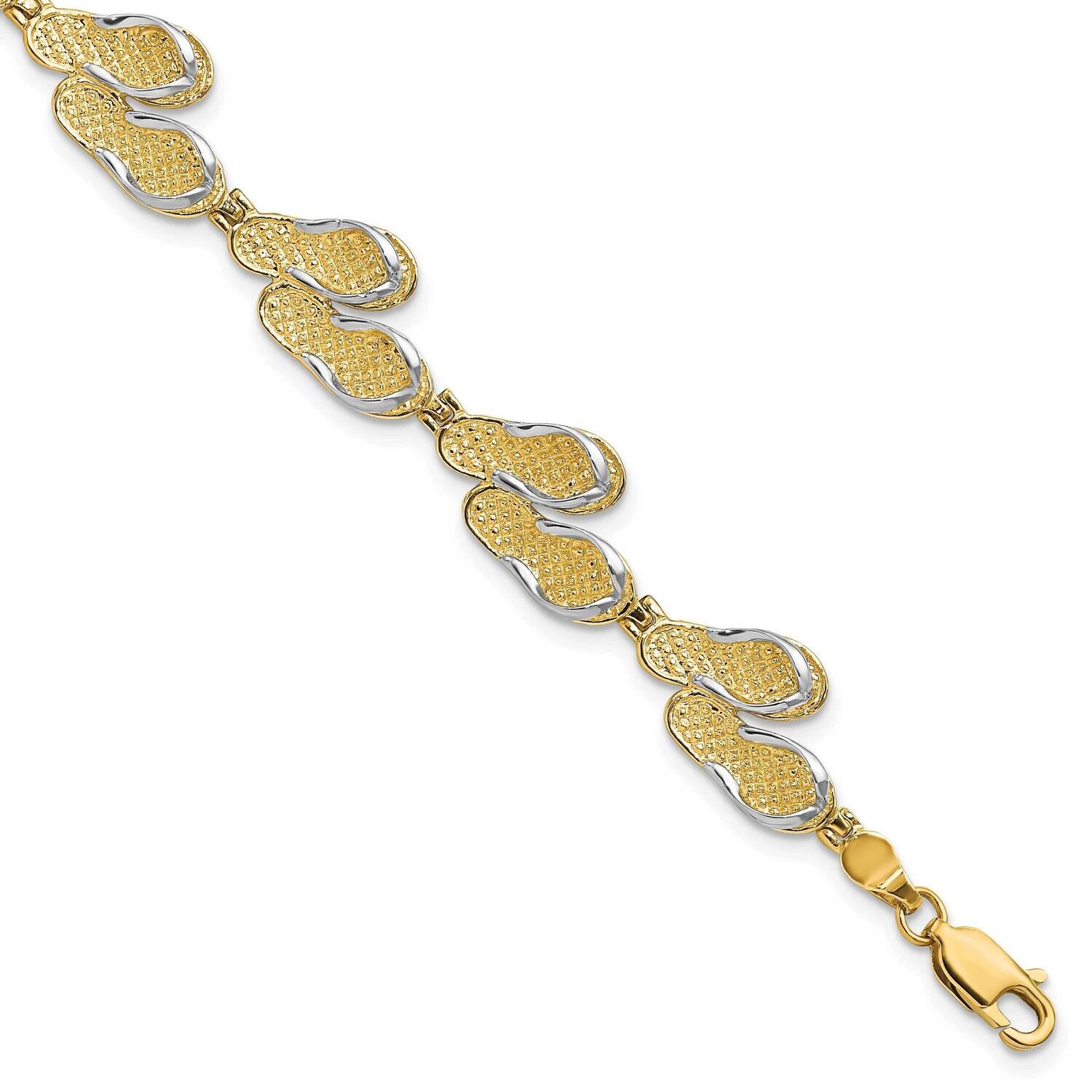 Flip Flops Bracelet 7.25 Inch 14k Gold With Rhodium FB1845-7.25, MPN: FB1845-7.25, 883957943251