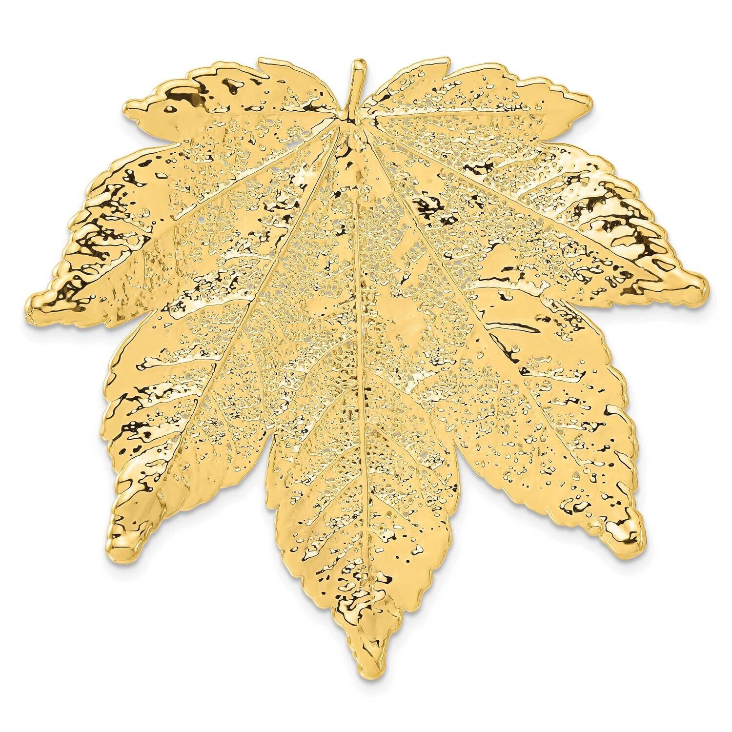 24K Gold Dipped Real Full Moon Maple Leaf Brooch Pendant BF3270, MPN: BF3270, 812465024305