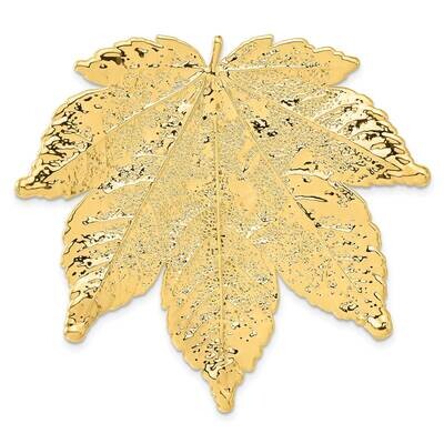 24K Gold Dipped Real Full Moon Maple Leaf Brooch Pendant BF3270, MPN: BF3270, 812465024305