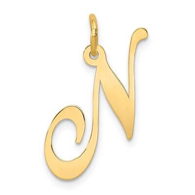 Large Fancy Script Letter N Initial Charm 10k Gold 10YC654N, MPN: 10YC654N,