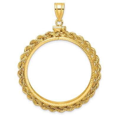 Diamond-Cut Rope Screw Top 32.7mm X 3mm Coin Bezel Pendant 14k Gold C8179/32.7, MPN: C8179/32.7,