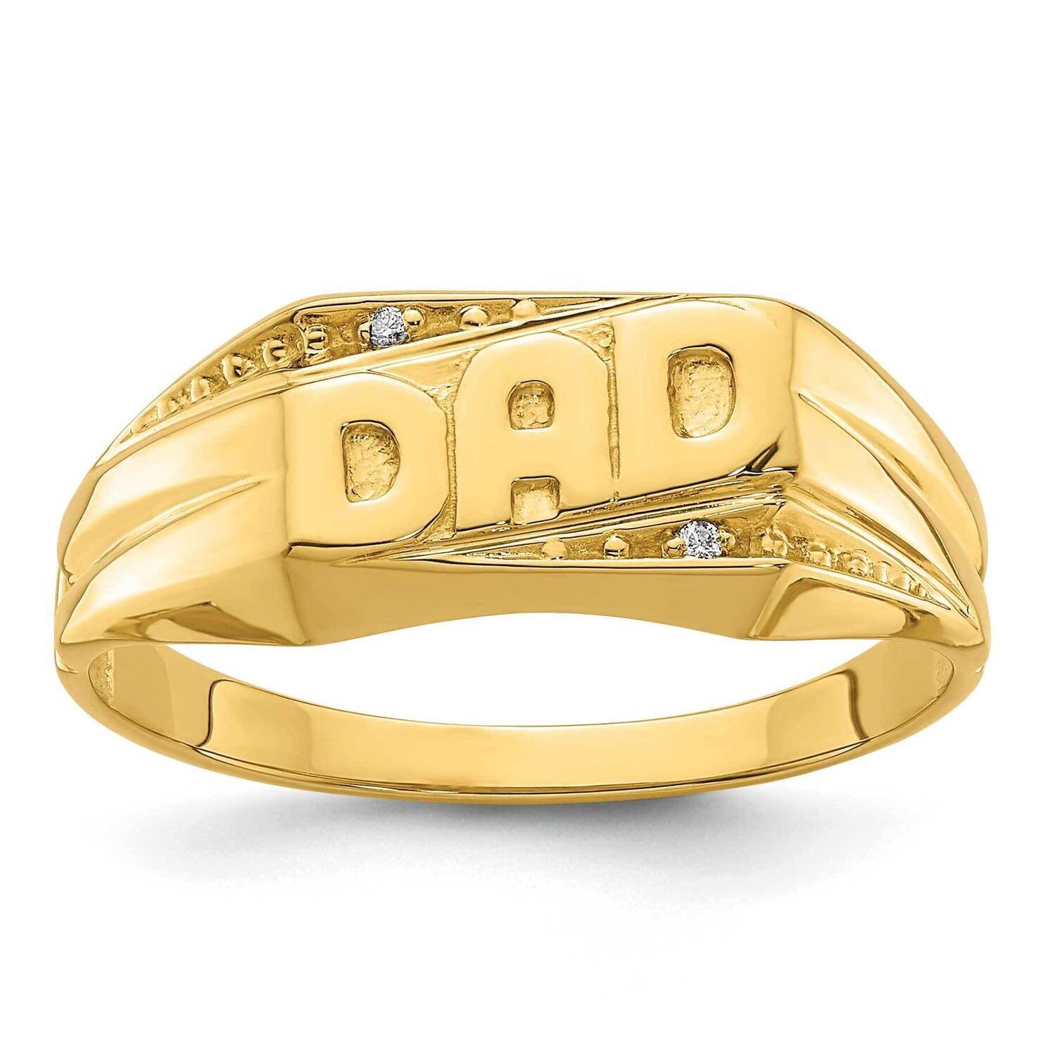 Etched Edges Diamond Dad Ring Mounting 10k Polished Gold 10Y1616