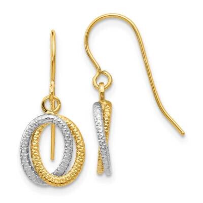 Textured Fancy Dangle Earrings 10k Two-Tone Gold 10YE1661, MPN: 10YE1661,