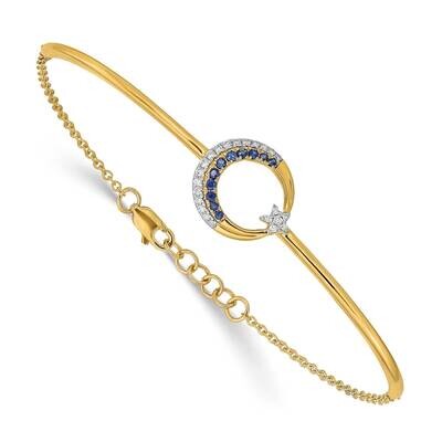 Diamond Sapphire Moon Star 7 Inch .5 Inch Extension Bar Bracelet 14k Gold BM6846-SA-012-YA, MPN: BM…