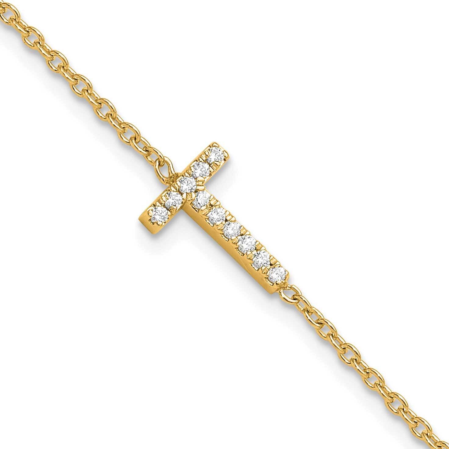 Diamond Sideways Letter T 1 Inch Extender Bracelet 14k Gold BM9951T-013-YA, MPN: BM9951T-013-YA,