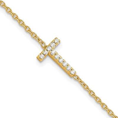 Diamond Sideways Letter T 1 Inch Extender Bracelet 14k Gold BM9951T-013-YA, MPN: BM9951T-013-YA,