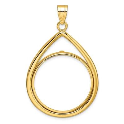 Polished Lightweight Tear Drop Prong 27.0mm Coin Bezel Pendant 14k Gold C8191/27.0, MPN: C8191/27.0,