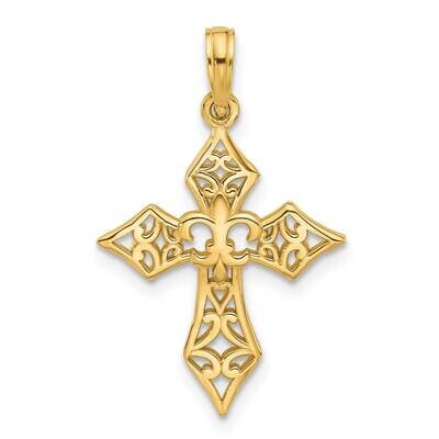 Fancy Cross Fleur-De-Lis Charm 14k Gold D5551 by Men&#39;s Jewelry and Accessories, MPN: D5551,