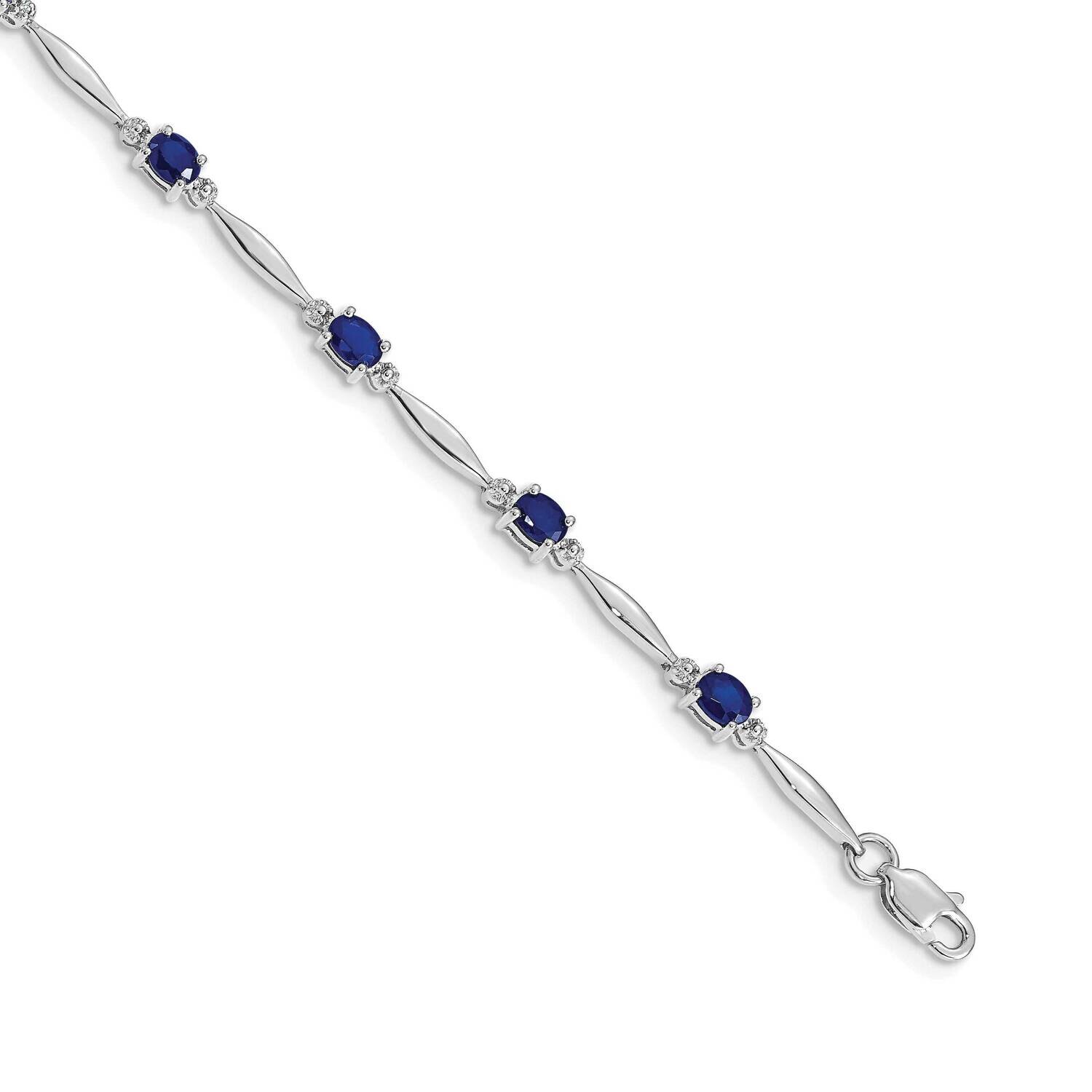 Diamond Sapphire Bracelet 7.25 Inch 10k White Gold BM4484-SA-001-1WA, MPN: BM4484-SA-001-1WA,