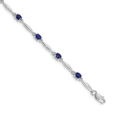 Diamond Sapphire Bracelet 7.25 Inch 10k White Gold BM4484-SA-001-1WA, MPN: BM4484-SA-001-1WA,
