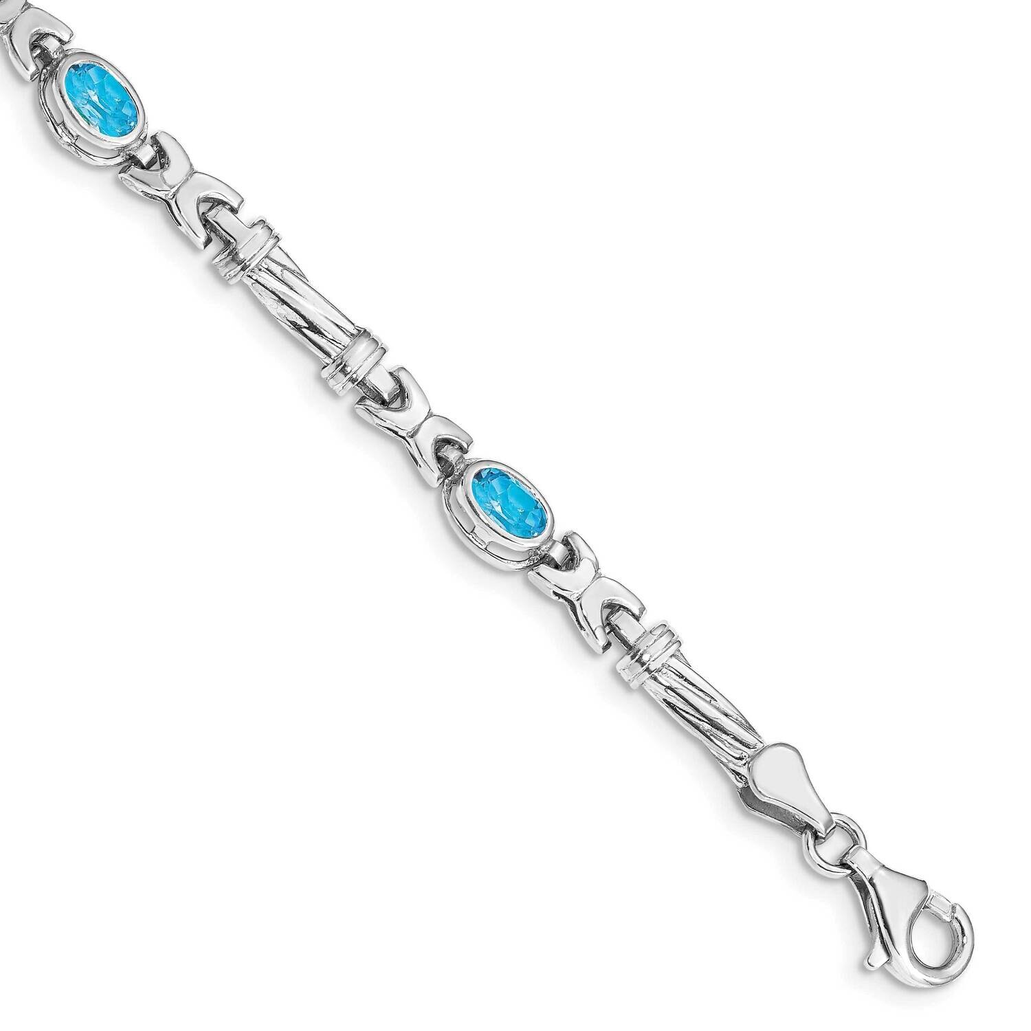 Blue Topaz 4 Stone Bracelet 7 Inch 10k White Gold BM4497-BT-1W, MPN: BM4497-BT-1W,