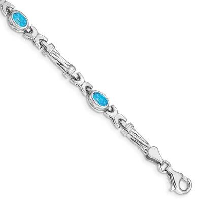 Blue Topaz 4 Stone Bracelet 7 Inch 10k White Gold BM4497-BT-1W, MPN: BM4497-BT-1W,