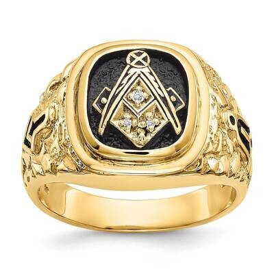 Antiqued Nugget Texture Aa Quality Diamond Masonic Ring 10k Polished Gold 10Y4035AA by Masonic, MPN…