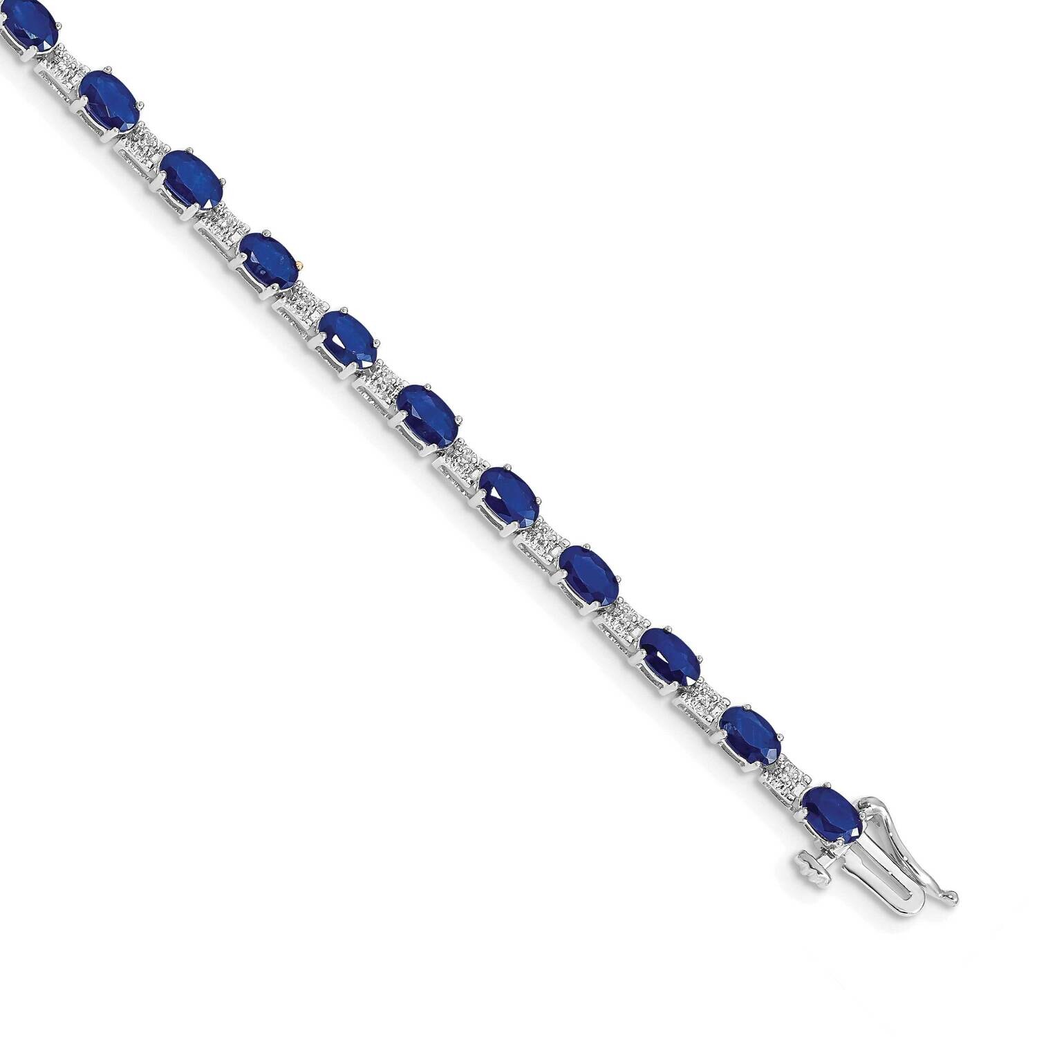 Diamond Sapphire Bracelet 7 Inch 10k White Gold BM4481-SA-010-1WA