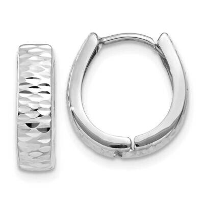 Textured Polished Hinged Hoop Earrings 10k White Gold 10YE1679, MPN: 10YE1679, 196904147559