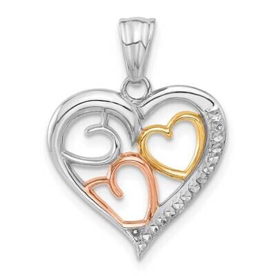 Diamond-Cut Hearts Pendant 14k Tri-Color Gold C4842, MPN: C4842,