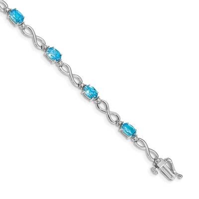 Blue Topaz Diamond Infinity Bracelet 7 Inch 14k White Gold BM4494-BT-003-WA, MPN: BM4494-BT-003-WA,