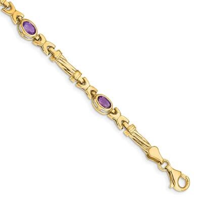 Amethyst 4 Stone Bracelet 7.25 Inch 10k Gold BM4497-AM-1Y, MPN: BM4497-AM-1Y,