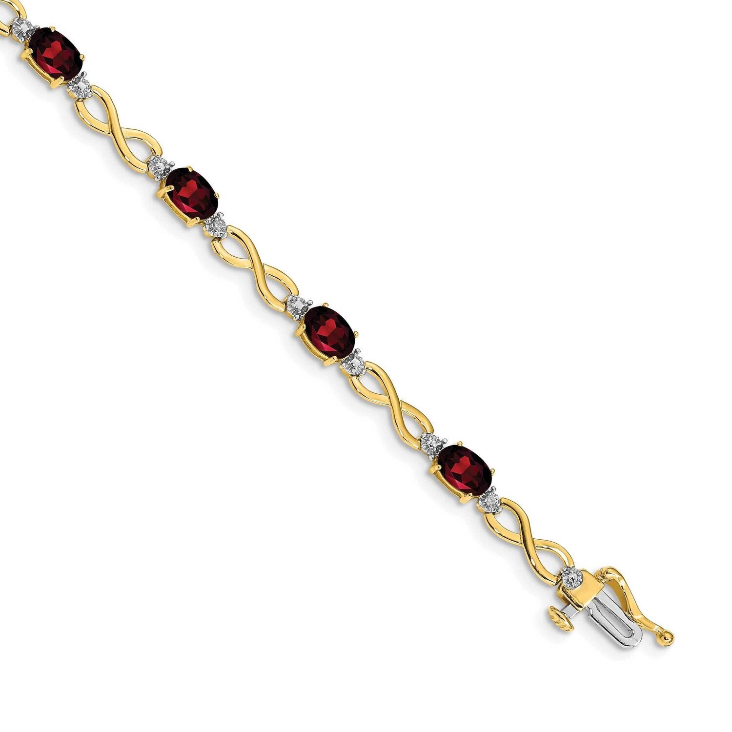Garnet Diamond Infinity Bracelet 7 Inch 10k Gold BM4494-GA-003-1YA, MPN: BM4494-GA-003-1YA, 8867741…