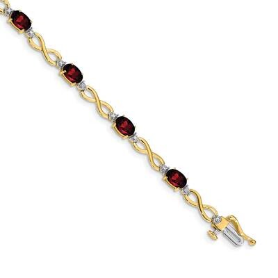 Garnet Diamond Infinity Bracelet 7 Inch 10k Gold BM4494-GA-003-1YA, MPN: BM4494-GA-003-1YA, 8867741…