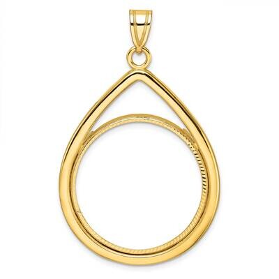 Diamond-Cut Lightweight Tear Drop Prong 27.0mm Coin Bezel Pendant 14k Gold C8192/27.0, MPN: C8192/2…
