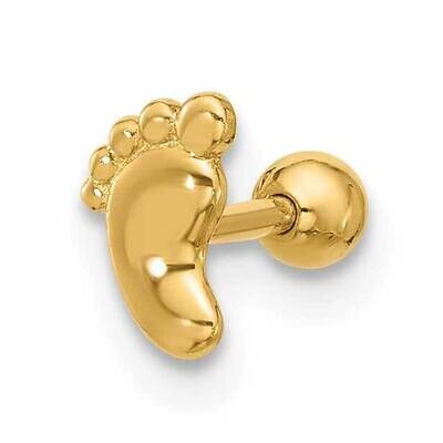 18 Gauge Polished Footprint Cartilage Stud 14k Gold BD247, MPN: BD247,