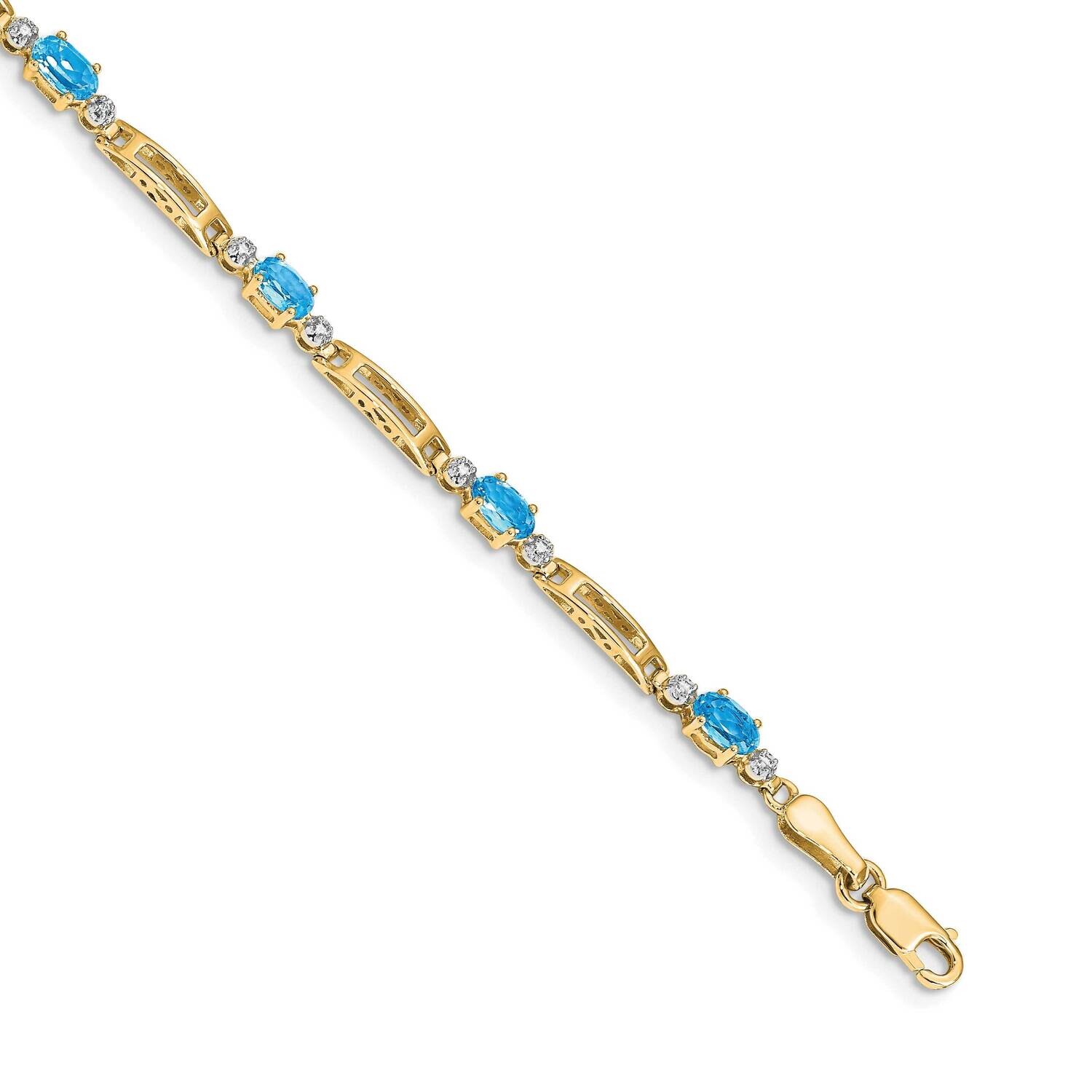 Diamond Blue Topaz Bracelet 7 Inch 14k Gold BM4492-BT-001-YA, MPN: BM4492-BT-001-YA,